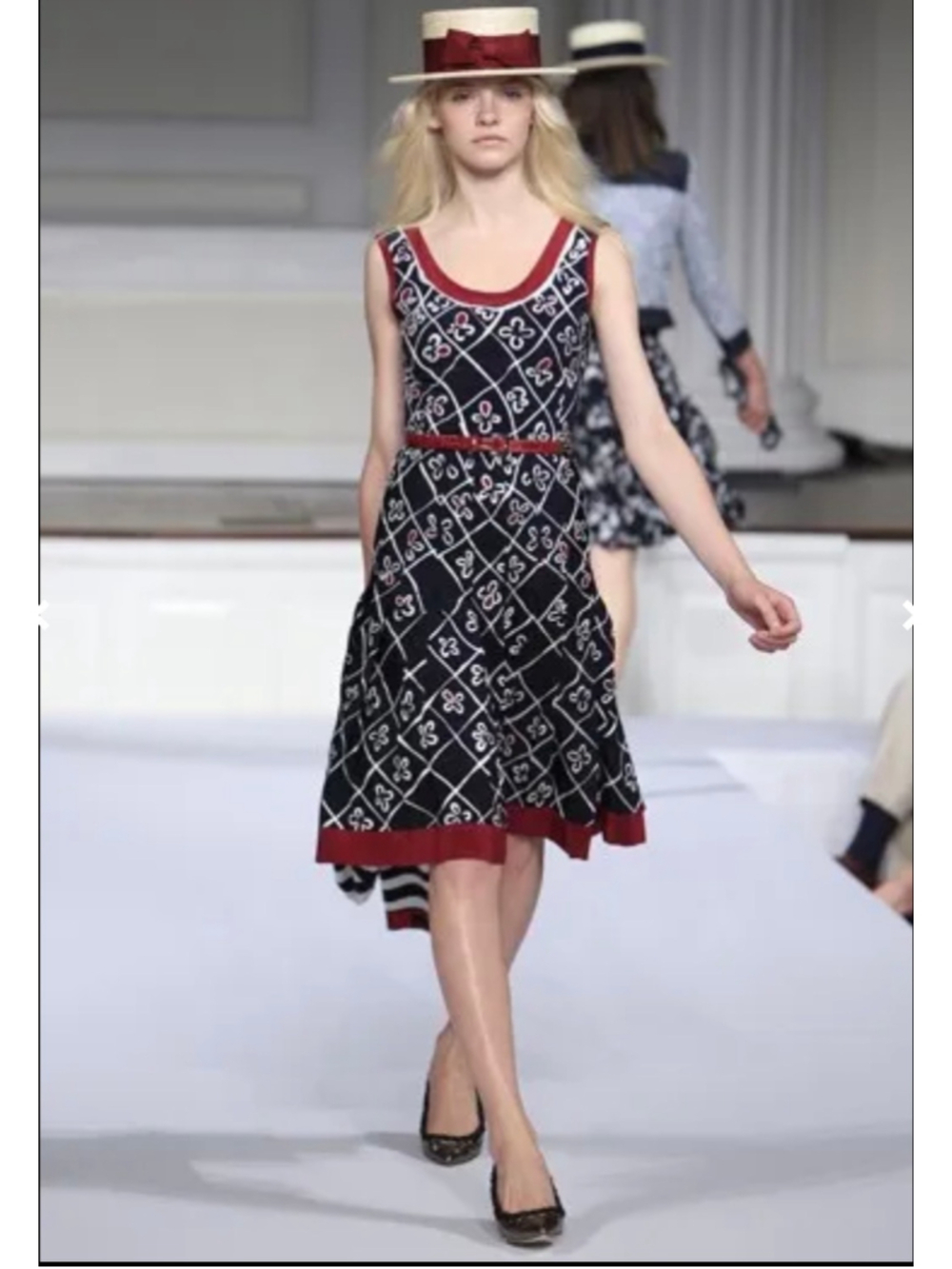Oscar de la Renta Dress Navy-Burgundy 10